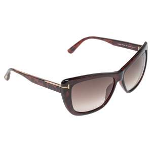 Pre Owned Tom Ford Brown Tortoise Lindsay Square Gradient Sunglasses