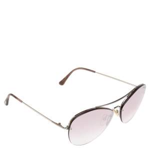 Pre Owned Tom Ford Silver Tone/Pink Gradient Margret-02 TF566 Aviator Sunglasses