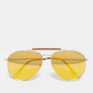 Tom Ford Havana Brown Sean TF536 Aviator Mirrored Sunglasses