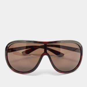 Pre Owned Tom Ford Brown Havana/ Brown Farrah TF10 Shield Sunglasses