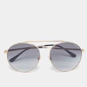 Pre Owned Tom Ford Gold Tone/ Grey Gradient Simone-02 Aviator Sunglasses