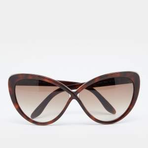 Pre Owned Tom Ford Brown Havana/Brown Gradient TF253 Madison Oversized Sunglasses