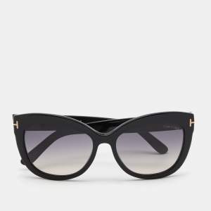 Pre Owned Tom Ford Black Alistair TF524 Gradient Cat Eye Sunglasses