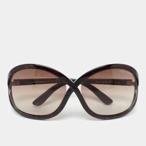 Pre Owned Tom Ford Sandra Havana Brown/Brown Gradient TF297 Butterfly Sunglasses
