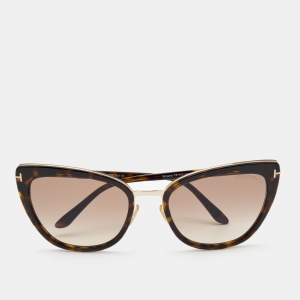 Tom Ford Brown Tortoise Simona Gradient Cat Eye Sunglasses