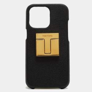 Tom Ford Black Grained Leather iPhone 12 Case