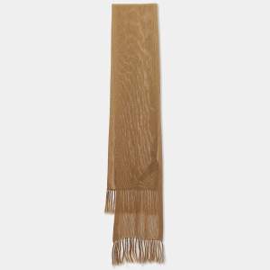 Tom Ford Beige Silk Knit Fringed Scarf 