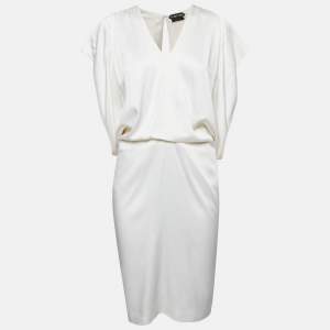 Tom Ford White Sateen Draped Mini Dress M