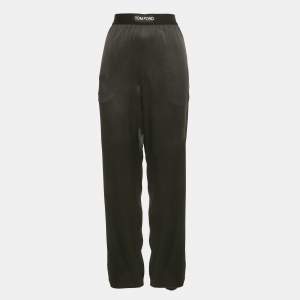 Pre Owned Tom Ford Black Silk Logo Waist band Pajama Pants S