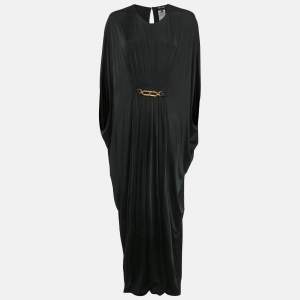مملوكة مسبقًا Tom ford Black Jersey Belted Kaftan Maxi Dress S