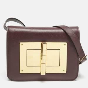Tom Ford Burgundy Leather Small Natalia Crossbody Bag