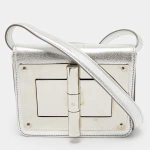 Tom Ford Silver Leather Mini Natalia Crossbody Bag