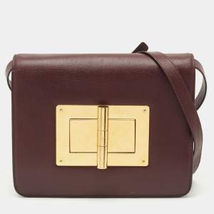 Tom Ford Burgundy Leather Large Natalia Shoulder Bag