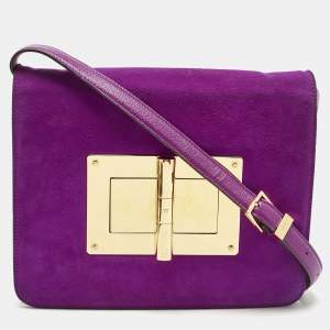 Tom Ford Fuchsia Leather and Suede Large Natalia Shoulder Bag