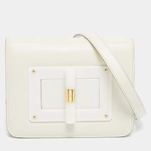 Pre Owned Tom Ford White Leather Small Natalia Crossbody Bag