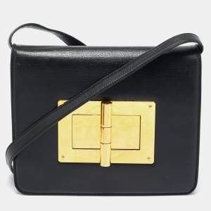 Pre Owned Tom Ford Black Leather Large Natalia Shoulder Bag