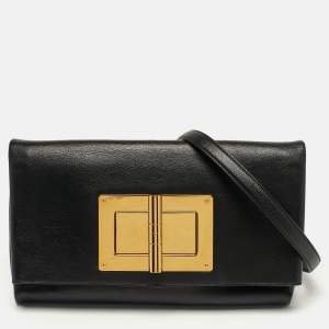 Pre Owned Tom Ford Natalia Convertible Black Leather Clutch