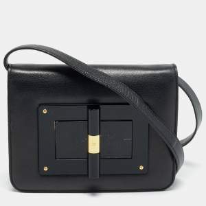 Pre Owned Tom Ford Natalia Small Black Leather Crossbody Bag