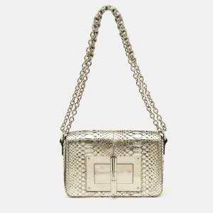 Pre Owned Tom Ford Natalia Silver Python Shoulder Bag