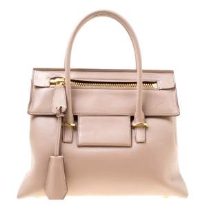 Tom Ford Beige Leather Icon Top Handle Bag
