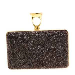Tom Ford Brown Gems Embellished Ring Clutch