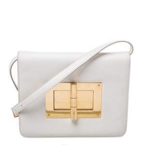 Tom Ford Cream Leather Large Natalia Shoulder Bag