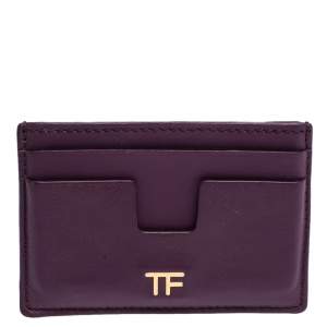Tom Ford Purple Leather T Bar Card Holder 