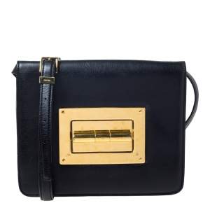 Pre Owned Tom Ford Black Leather Large Natalia Shoulder Bag