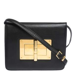 Tom Ford Black Leather Large Natalia Shoulder Bag