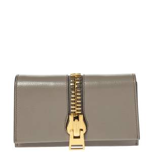 Tom Ford Beige Small Zip Front Leather Clutch
