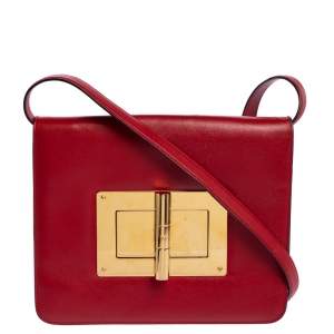 Pre Owned Tom Ford Red Leather Large Natalia Shoulder Bag
