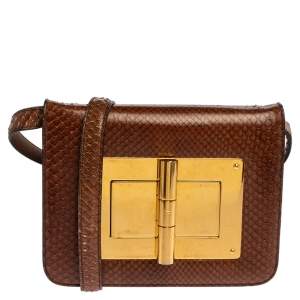 Tom Ford Brown Python Small Natalia Crossbody Bag