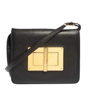 Tom Ford Black Leather Large Natalia Shoulder Bag