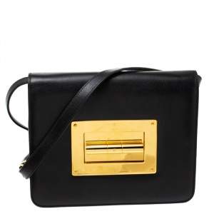 Pre Owned Tom Ford Black Leather Large Natalia Shoulder Bag