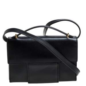 Tom Ford Black Leather Flap Top Handle Bag