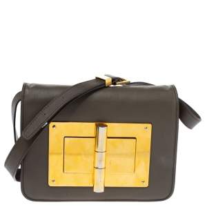 Tom Ford Khaki Leather Small Natalia Crossbody Bag