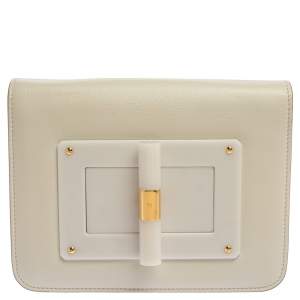 Pre Owned Tom Ford White Leather Small Natalia Crossbody Bag