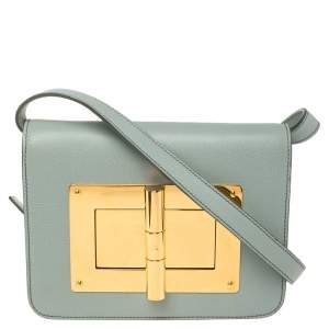 Pre Owned Tom Ford Mint Green Leather Small Natalia Crossbody Bag