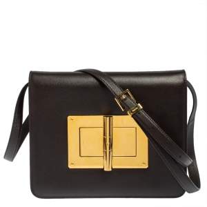 Tom Ford Chocolate Brown Leather Large Natalia Shoulder Bag