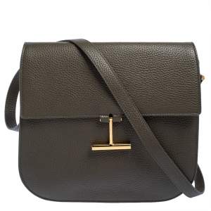 Tom Ford Dark Olive Green Leather Tara Crossbody Bag