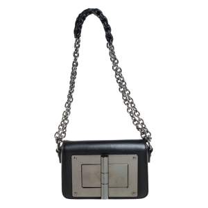 Pre Owned Tom Ford Black Leather Mini Natalia Chain Shoulder Bag