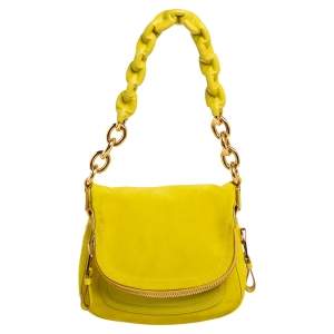 Pre Owned Tom Ford Yellow Suede Jennifer Shoulder Bag