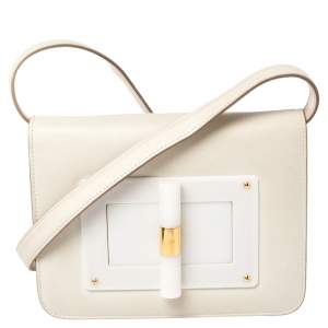 Pre Owned Tom Ford White Leather Small Natalia Crossbody Bag