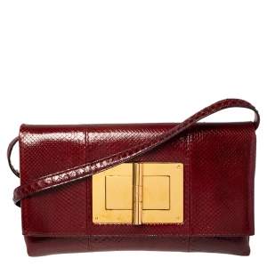 Tom Ford Dark Red Python Natalia Convertible Clutch