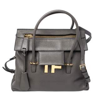 Tom Ford Grey Leather TF Icon Satchel 