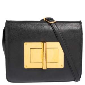 Pre Owned Tom Ford Black Leather Large Natalia Shoulder Bag