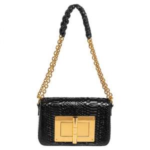 Pre Owned Tom Ford Black Python Natalia Chain Shoulder Bag
