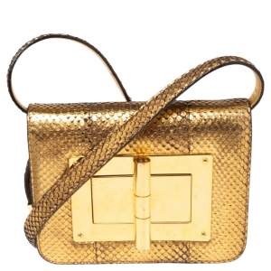 Pre Owned Tom Ford Military Gold Python Small Natalia Crossbody Bag