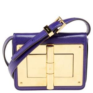 Pre Owned Tom Ford Purple Leather Mini Natalia Crossbody Bag