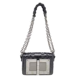 Pre Owned Tom Ford Black Python Natalia Shoulder Bag